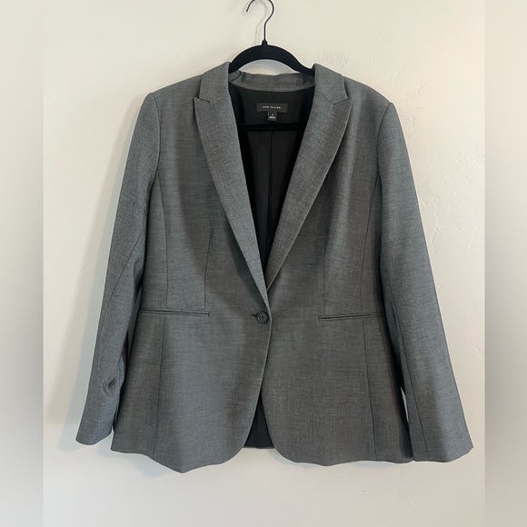 Ann Taylor Gray One Button Blazer Womens Size 12 - Picture 1 of 7